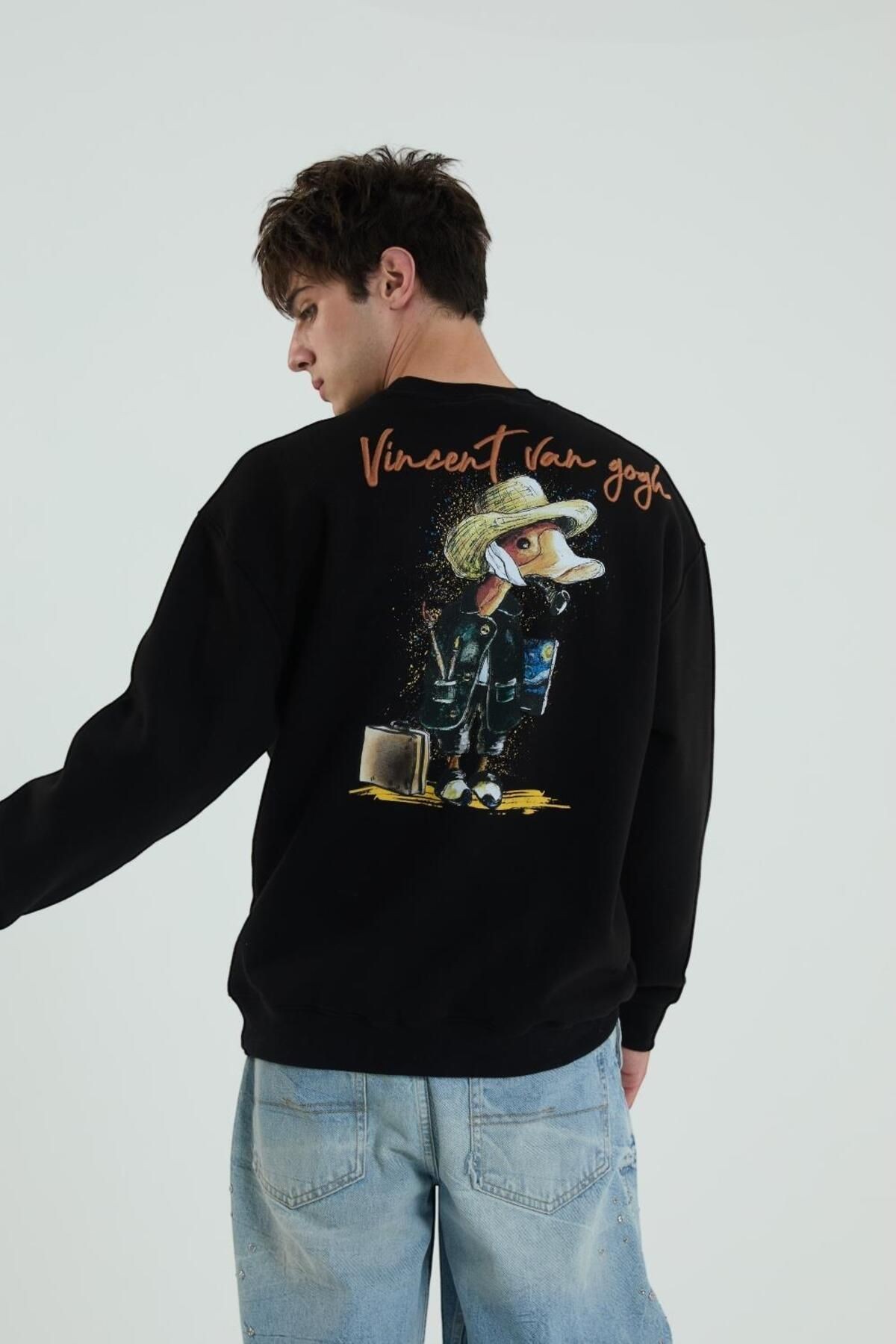 Vincent Oversize Siyah Sweatshirt - SW274