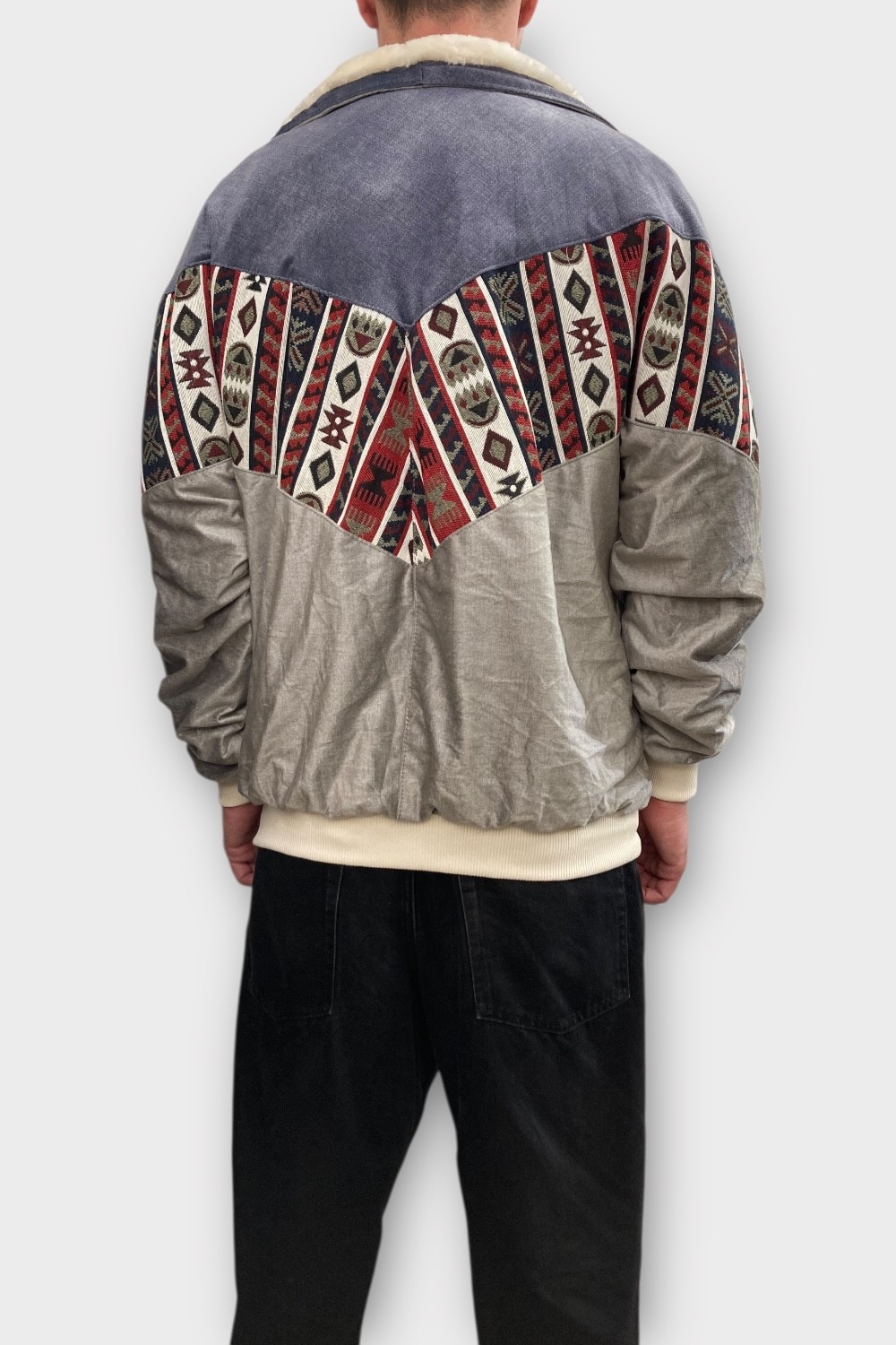 (7403) XLarge Beden Vintage Desenli Özel Ceket