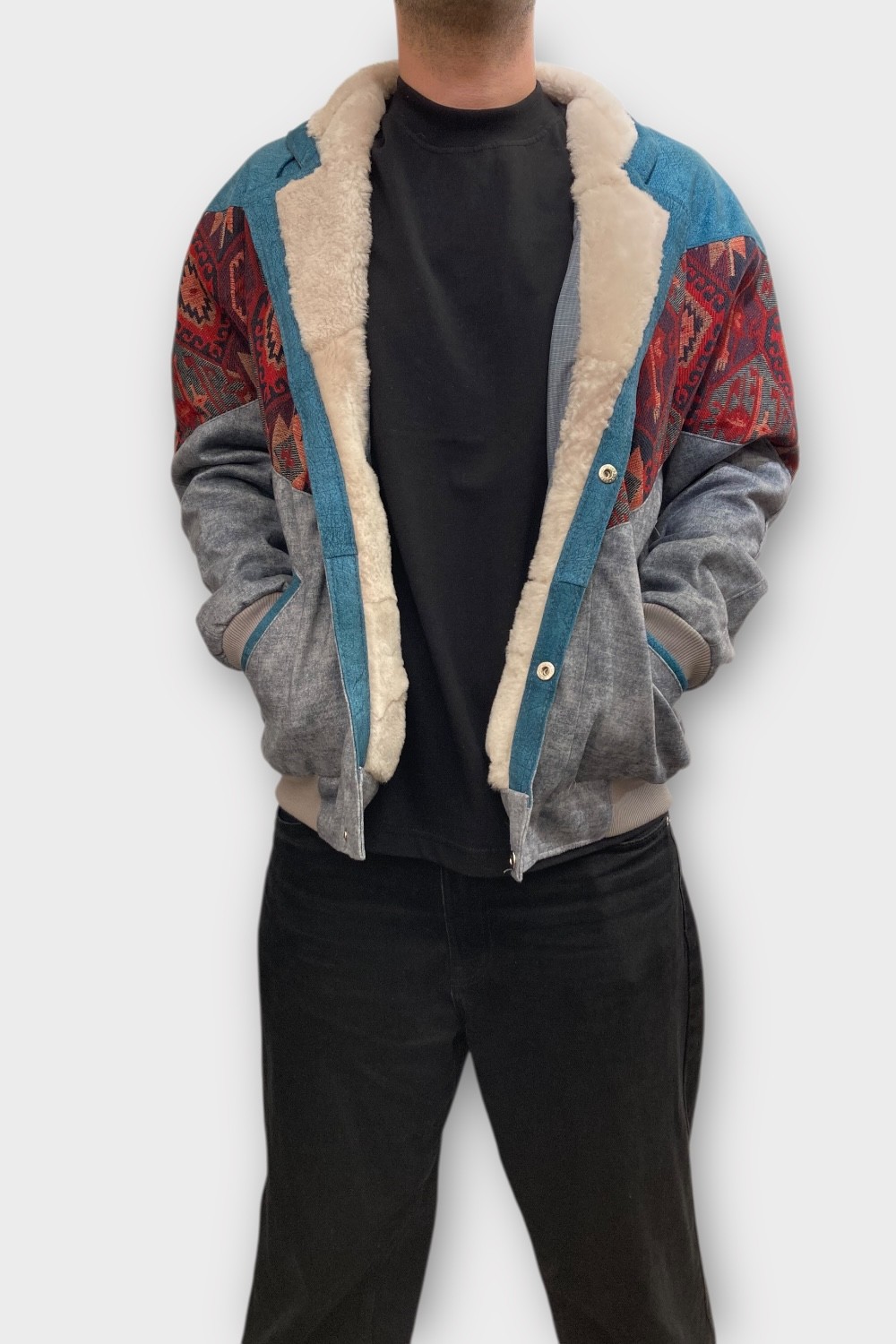 (7359) Large Beden Vintage Desenli Özel Ceket