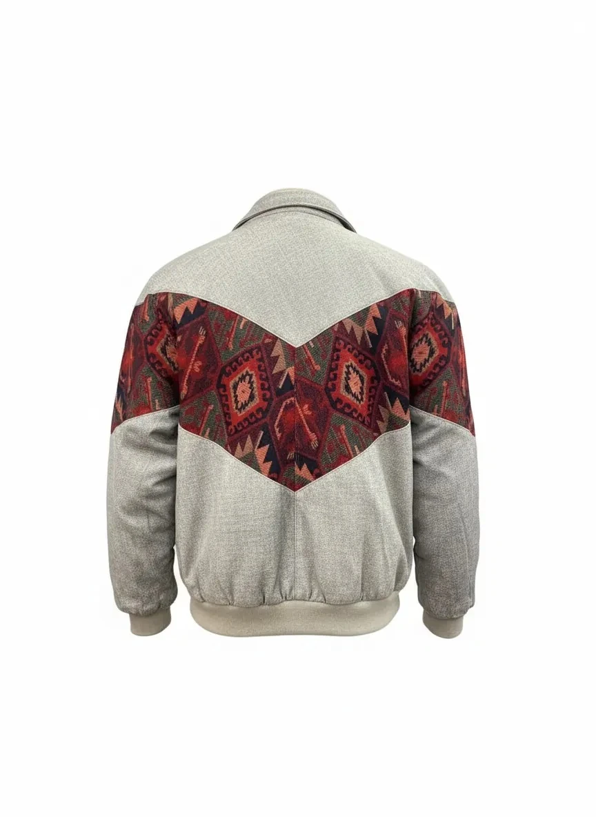 (7641) 36/38 Beden Uyumlu Vintage Desen Oversize Unisex Ceket