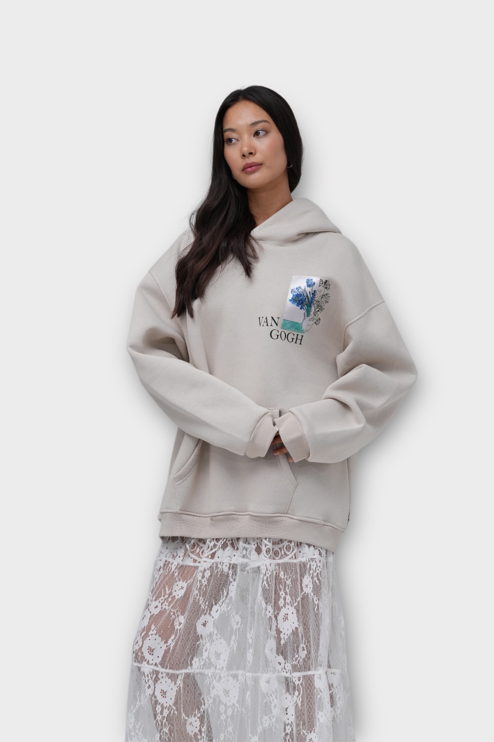 Bite of Beauty - Van Gogh Oversize Hoodie - Taş
