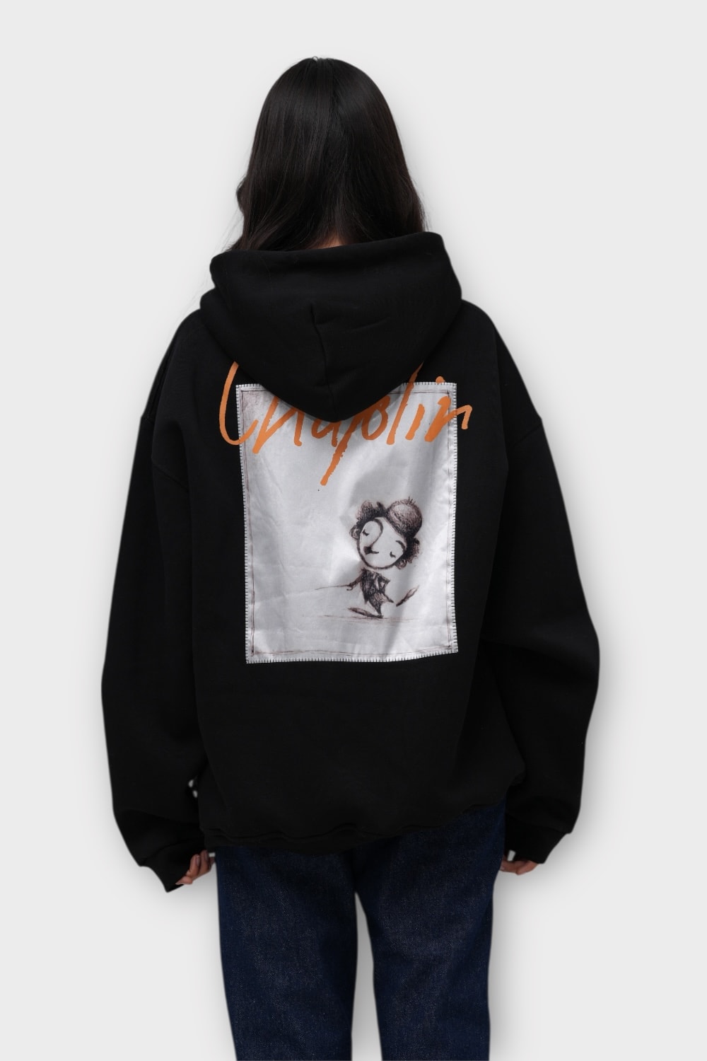 Chaplin Oversize Hoodie  - %100 Pamuk - Siyah