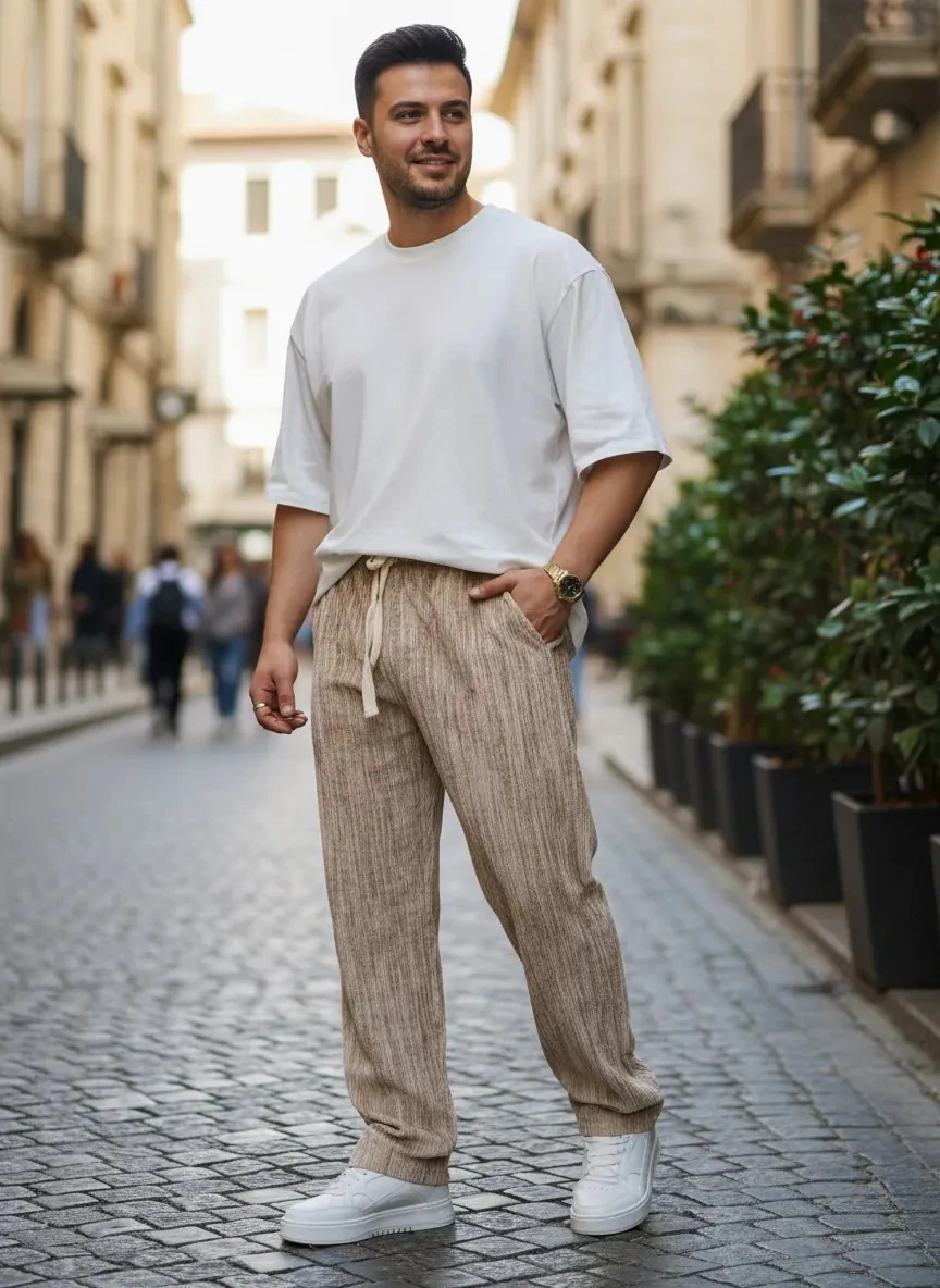 Açık Kahve Kadife Baggy Pantolon