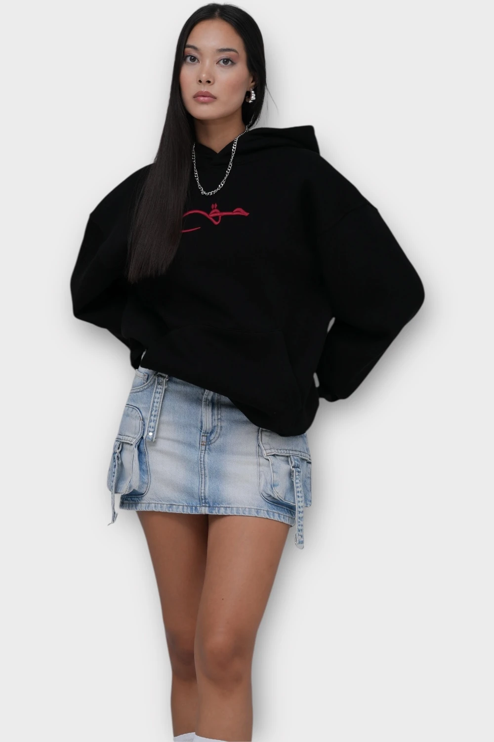 Hak Oversize Hoodie - Şardonlu (İçi Polarlı) %100 Pamuk - Siyah