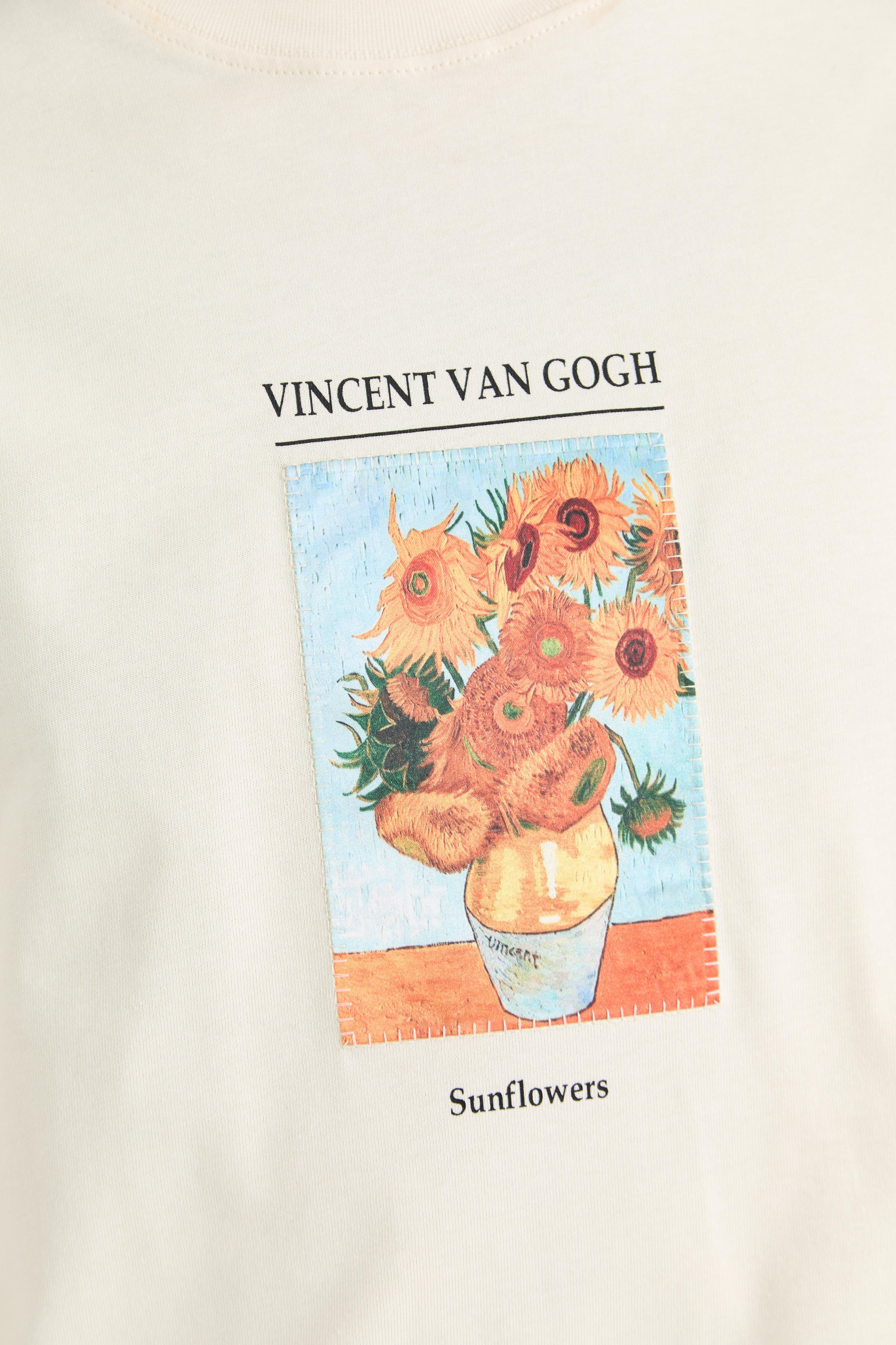 Vincent van Gogh Sunflowers Oversize Tişört - Taş Rengi