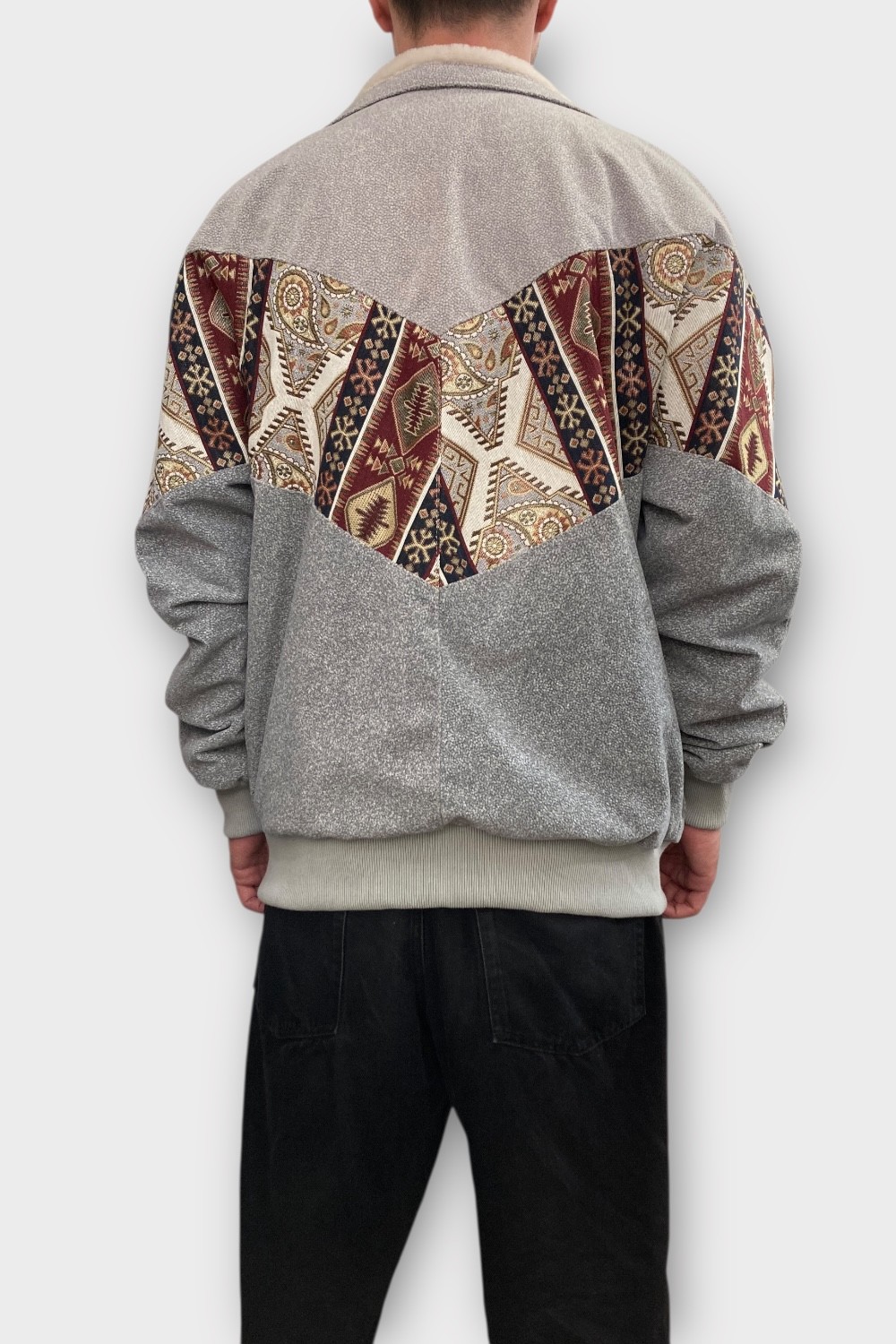 (7384) XLarge Beden Vintage Desenli Özel Ceket