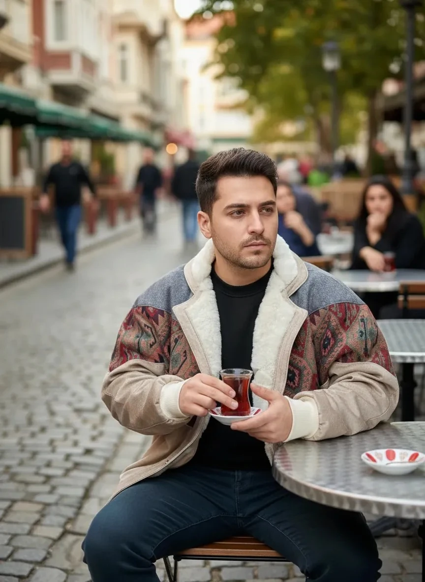 (7673) 2XLarge / 3XLarge Uyumlu Aztek Tarzı Oversize Unisex Ceket