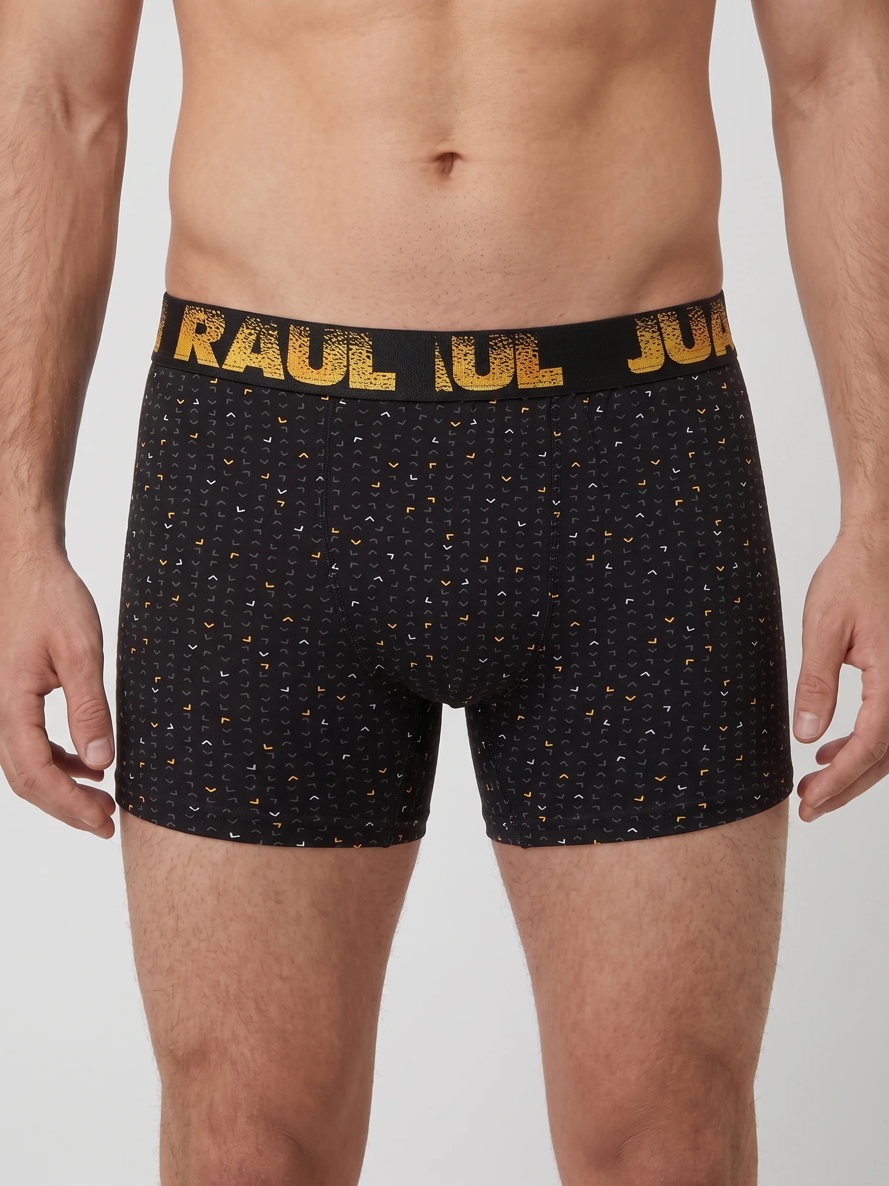 Rahulさま専用 Juan Raul Siyah Sarı Mikro Geometrik Desenli Pamuklu Erkek Boxer