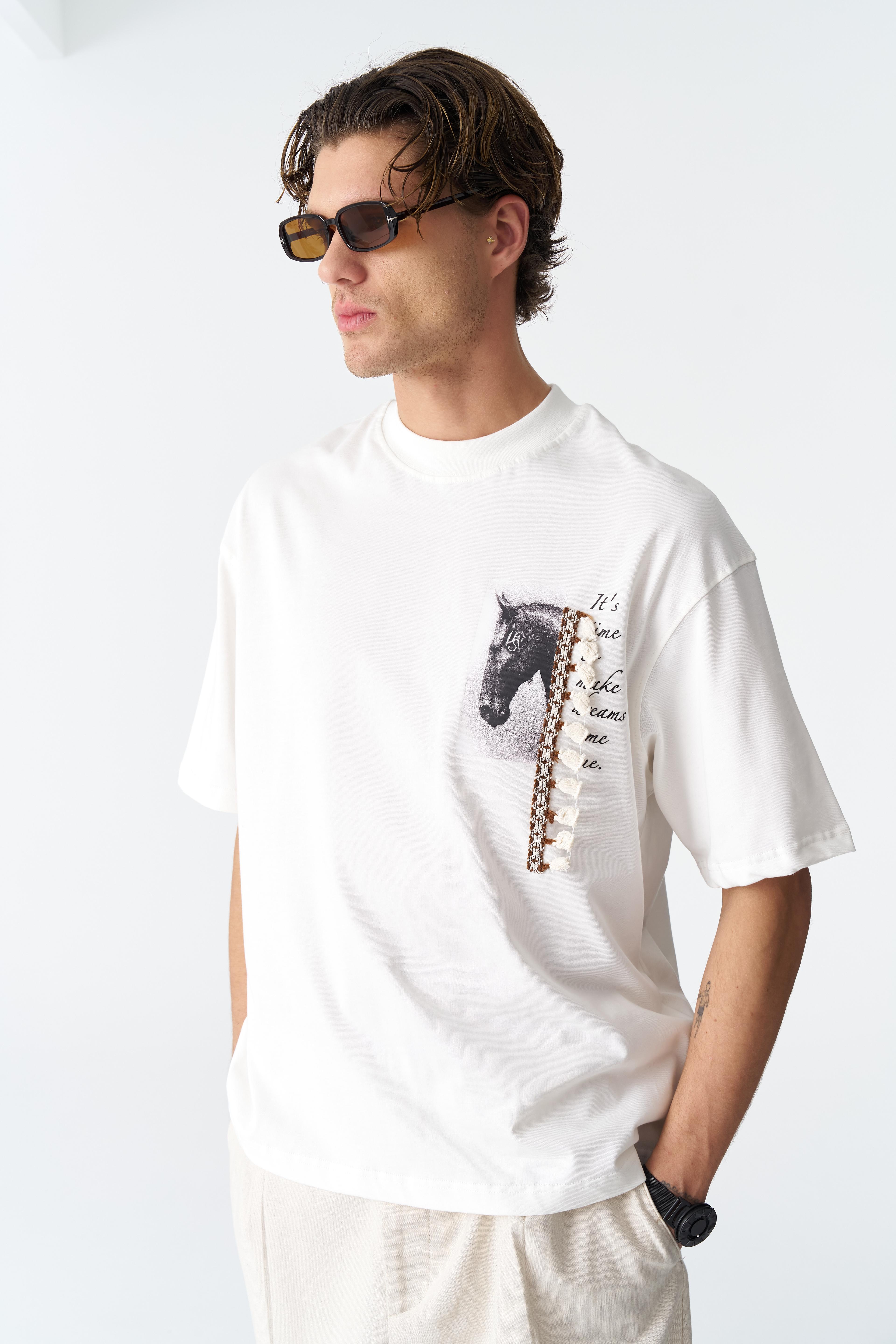 Make Dreams Come True Oversize %100 Pamuk T-Shirt - Beyaz