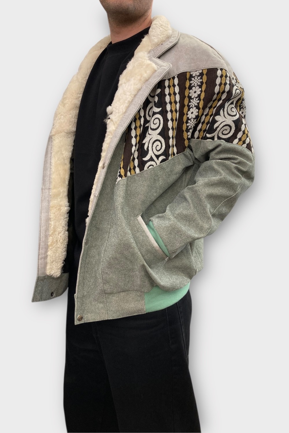 (7395) 2XLarge Beden Vintage Desenli Özel Ceket