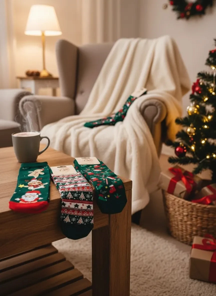 3'lü Yılbaşı Seti Yeşil Havlu Çorap - Kurabiye Adam (36-46 Numaraya Uygun)