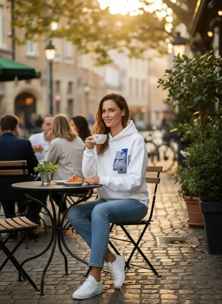 Selam Oversize Hoodie - Şardonlu %100 Pamuk - Beyaz