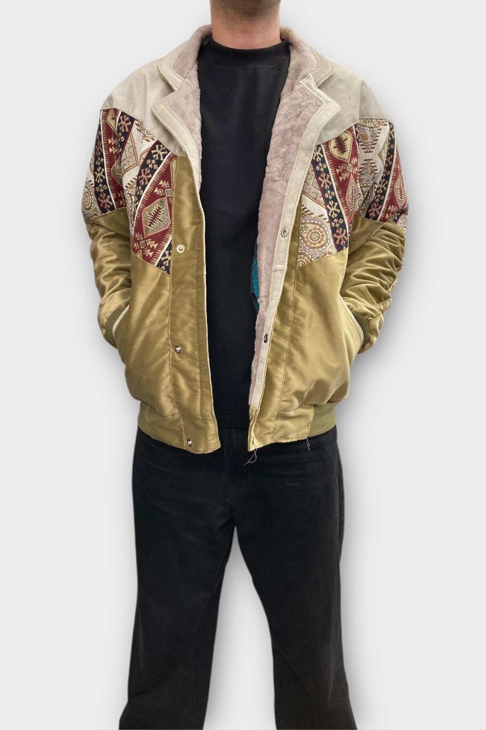 (7370) XLarge Beden Vintage Desenli Özel Ceket