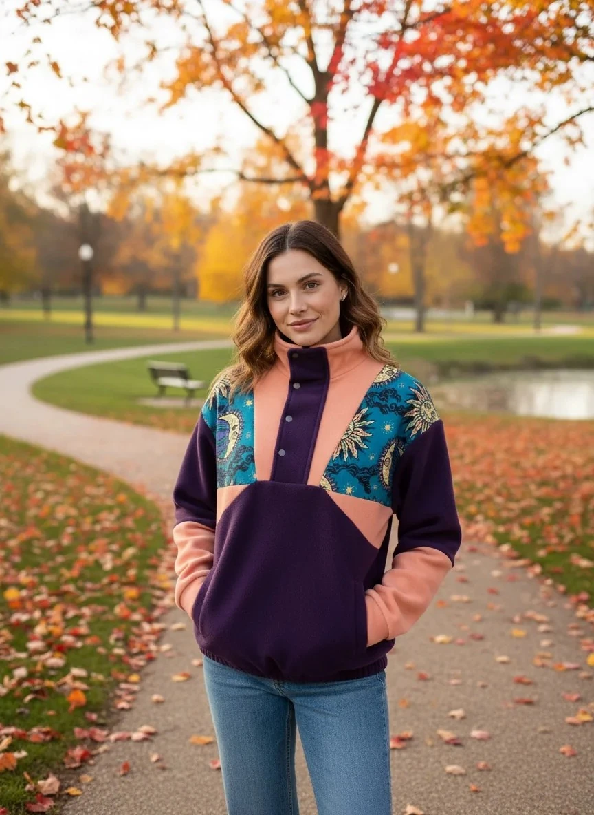 Unisex Güneş ve Ay Desenli Polar