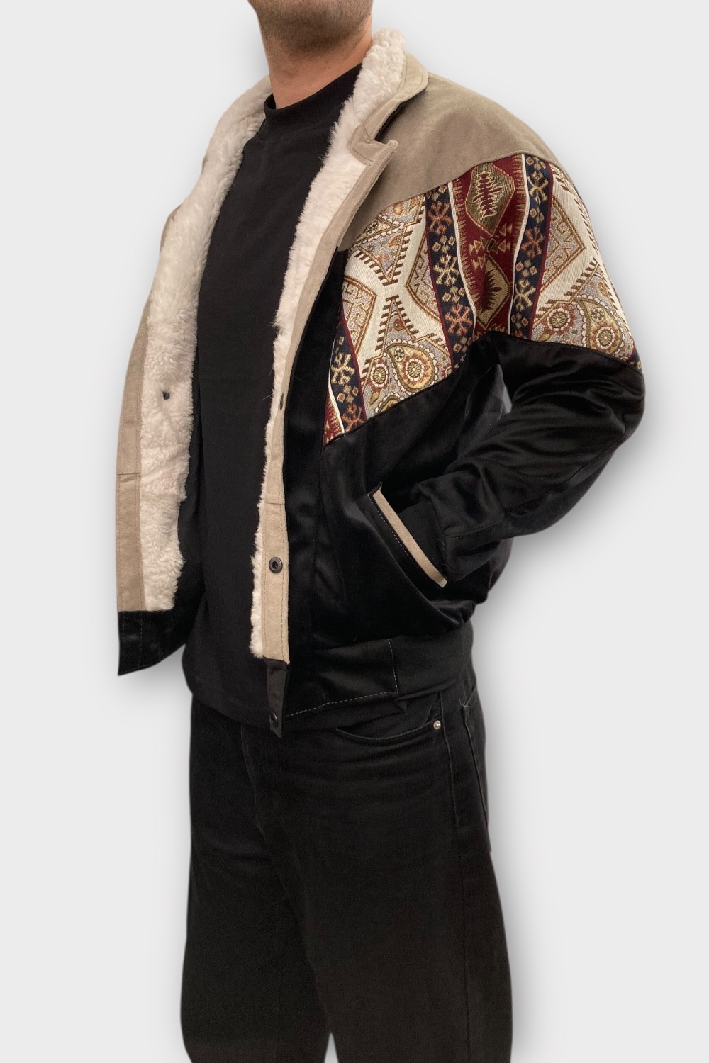 (7398) Medium Beden Vintage Desenli Özel Ceket
