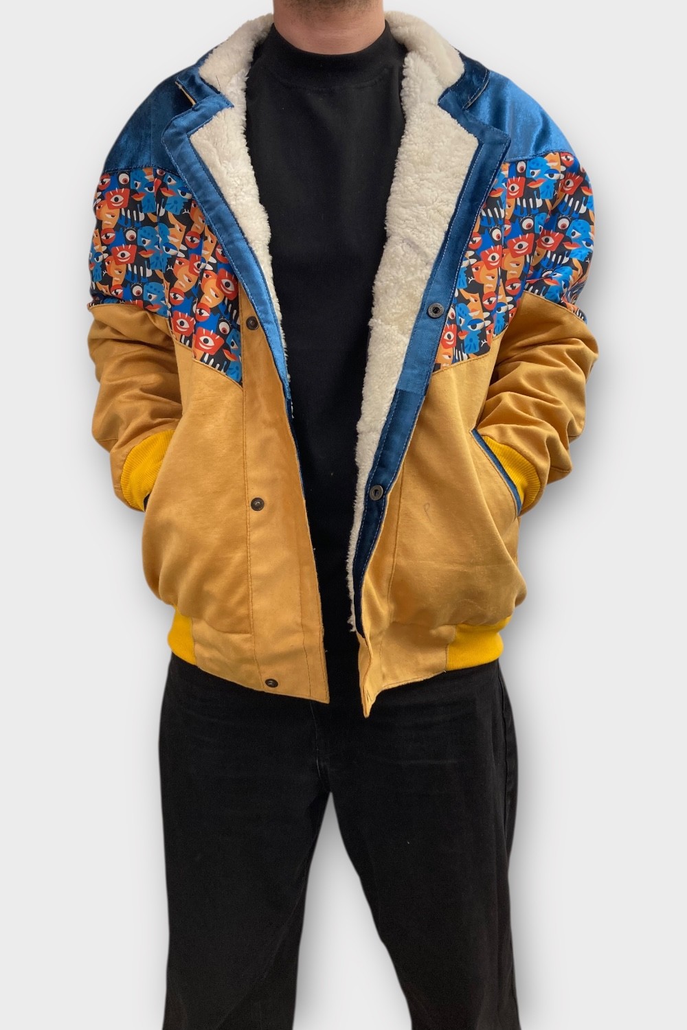 (7439) 2XLarge Beden Vintage Desenli Özel Ceket
