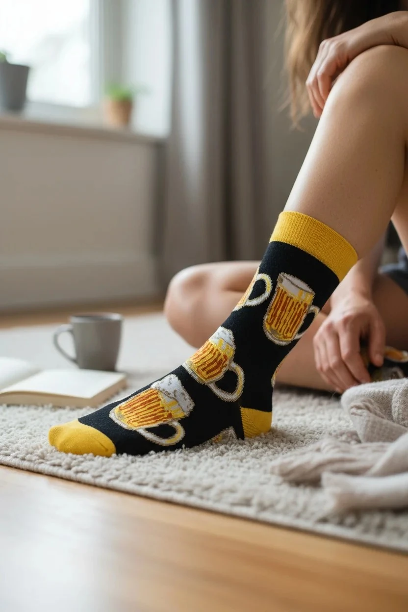 Çoklu Biralar Desenli Çorap (36-44 Numaraya Uygun)