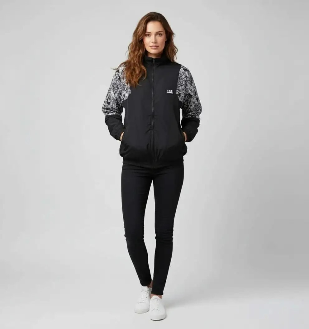 Unisex Siyah Kaplan Desenli Bomber Ceket