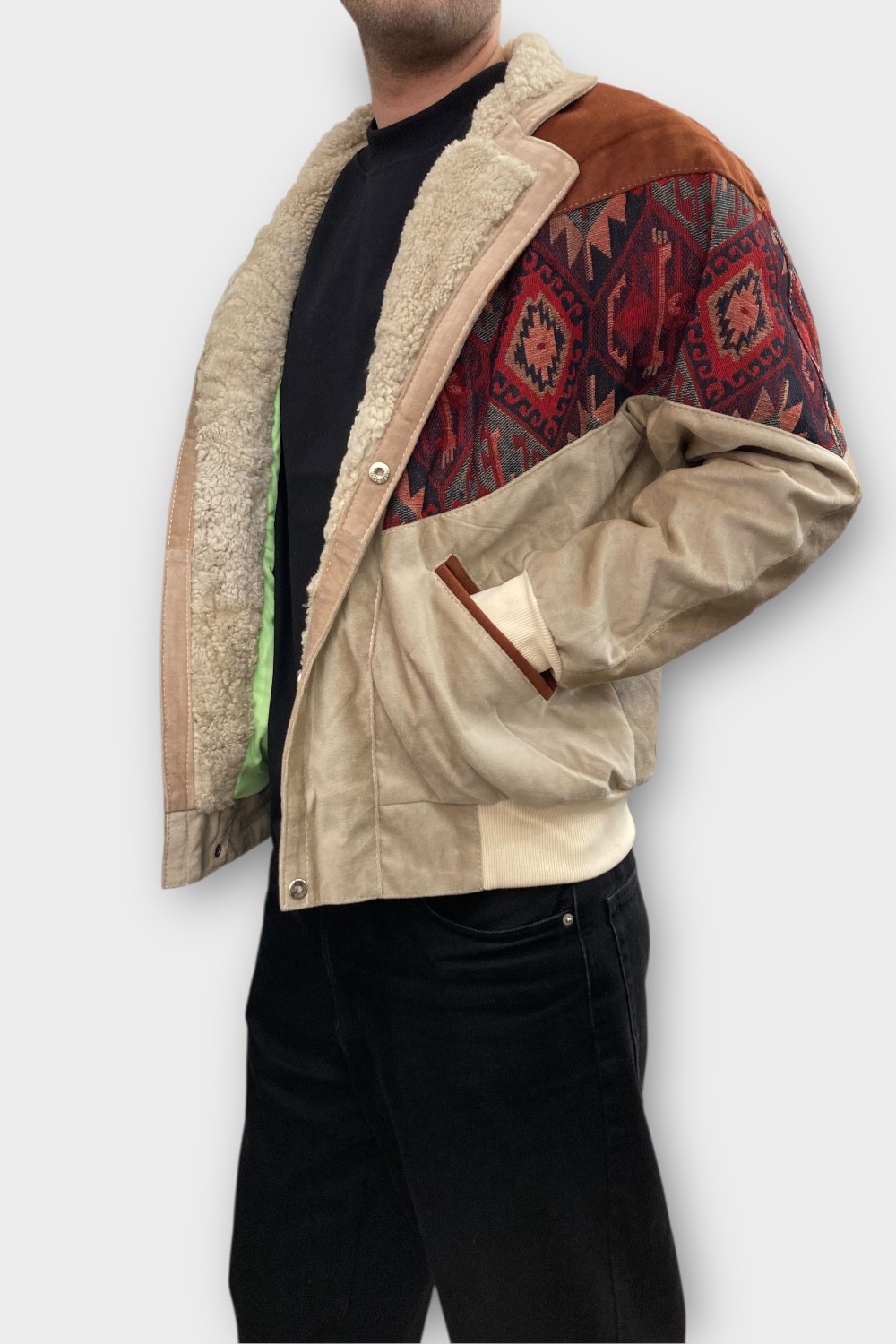 (7365) Small Beden Vintage Desenli Özel Ceket
