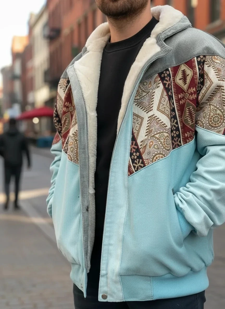 (7670) 2XLarge / 3XLarge Uyumlu Aztek Tarzı Oversize Unisex Ceket