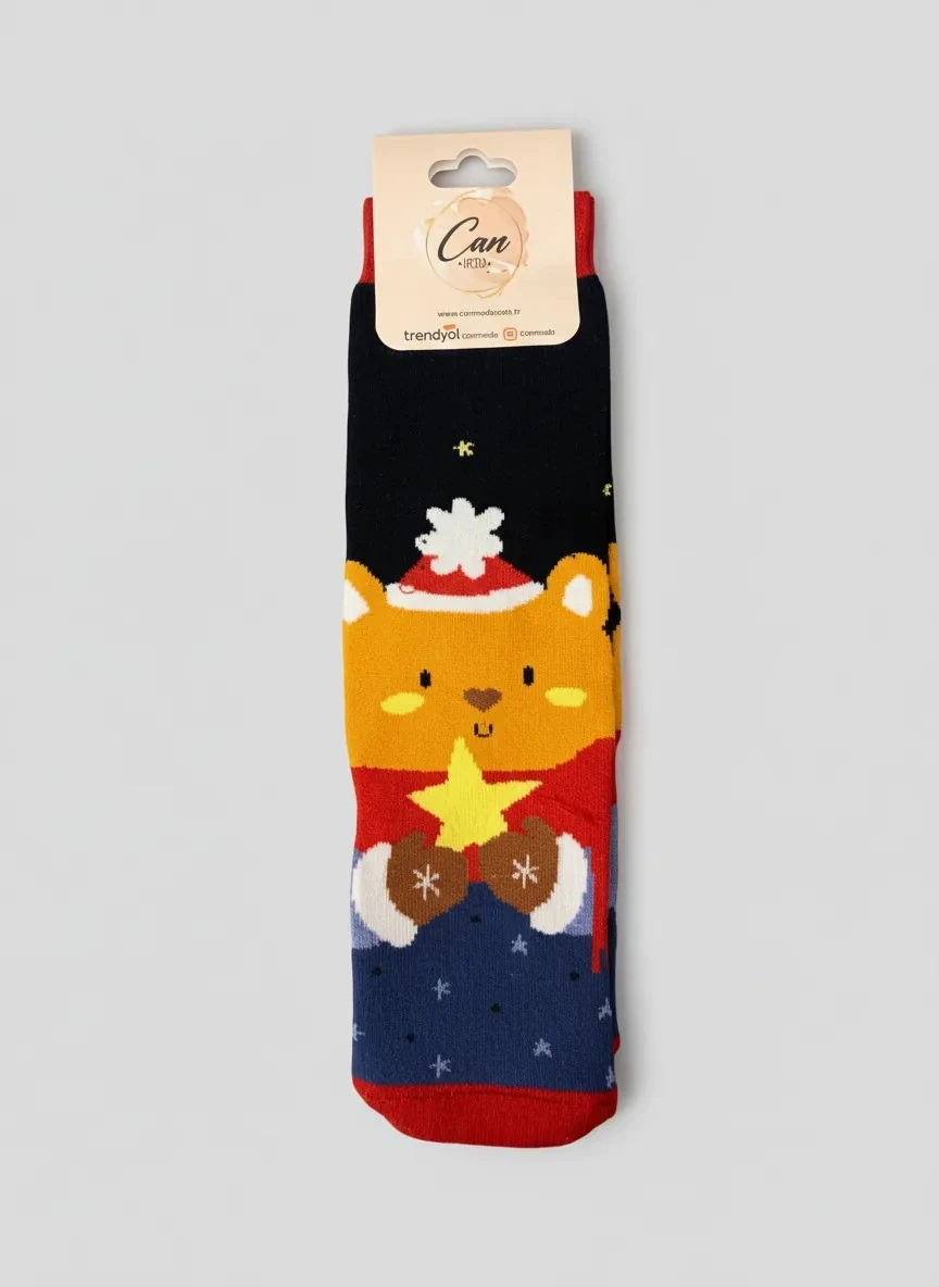 Yıldızlı Ayıcık Temalı Havlu Yılbaşı Çorabı - CM169