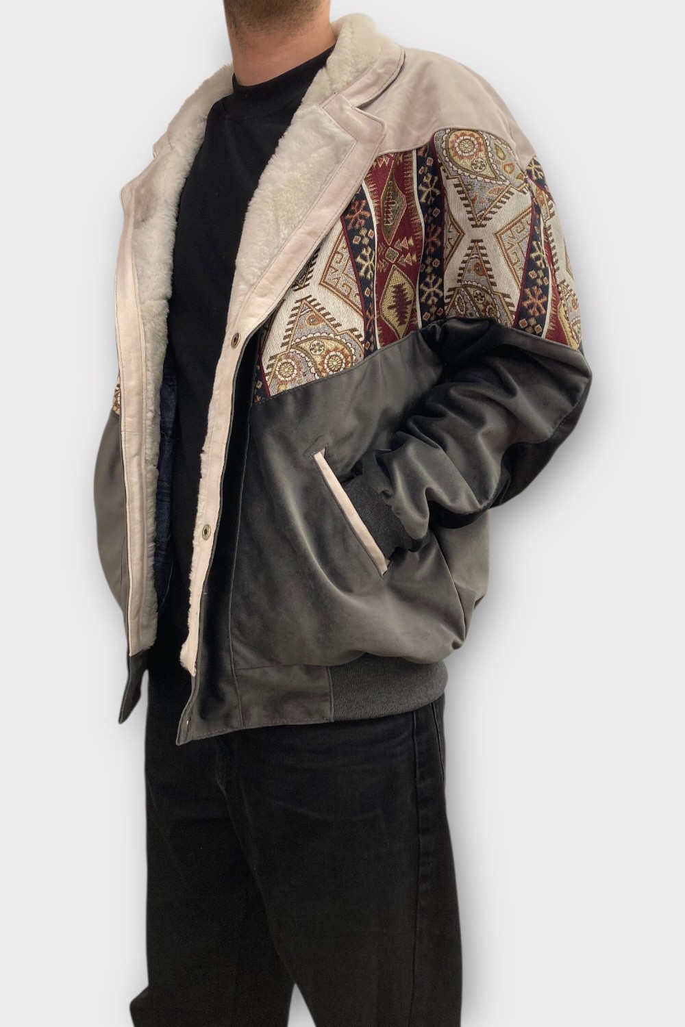 (7418) 2XLarge Beden Vintage Desenli Özel Ceket