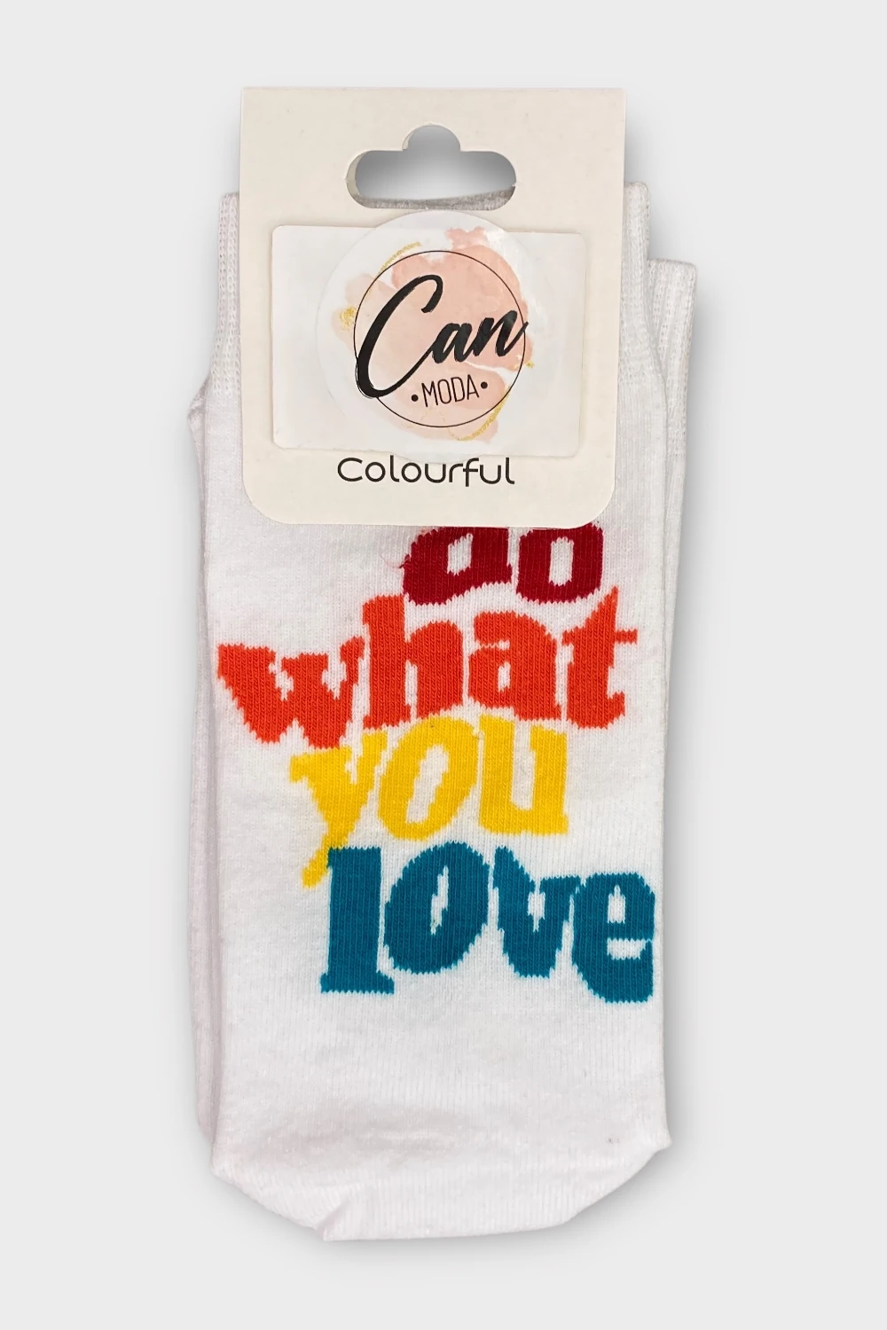 "Do What You Love" Renkli Yazılı Yumuşak Dokulu Çorap