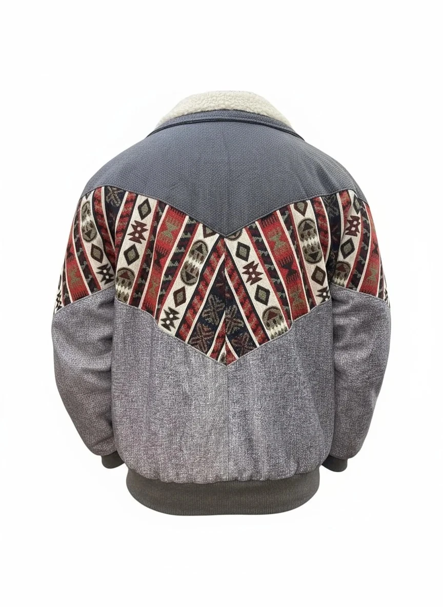 (7590) Small / Medium Beden Uyumlu Oversize Vintage Desen Ceket