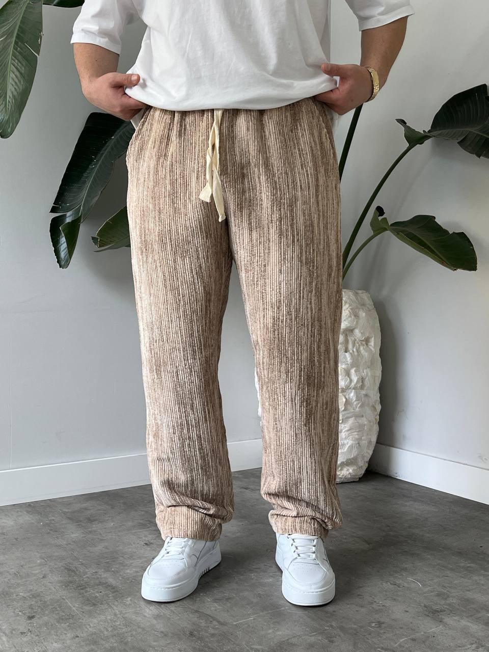 Açık Kahve Kadife Baggy Pantolon