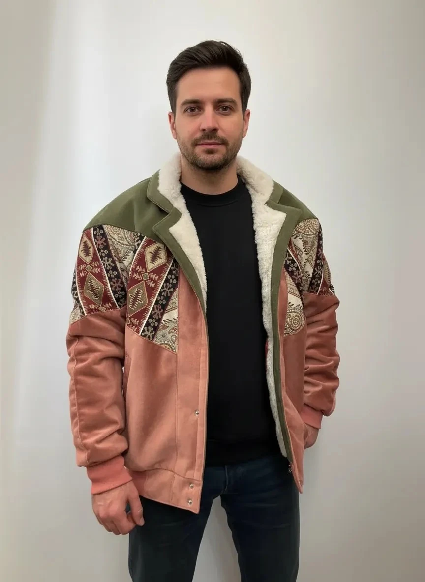 (7675) 2XLarge / 3XLarge Uyumlu Aztek Tarzı Oversize Unisex Ceket