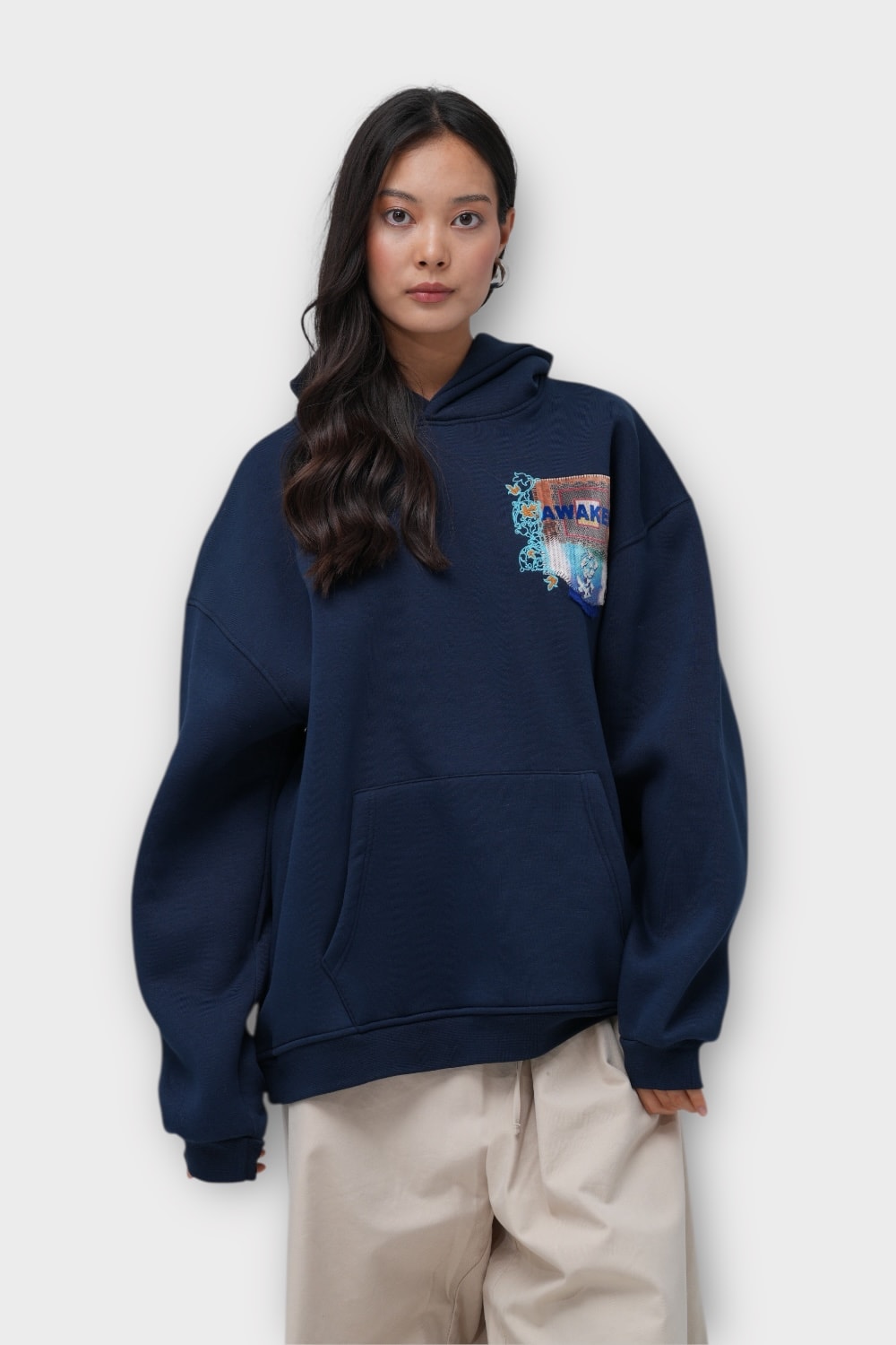 Awaken Oversize Hoodie  - %100 Pamuk - İndigo