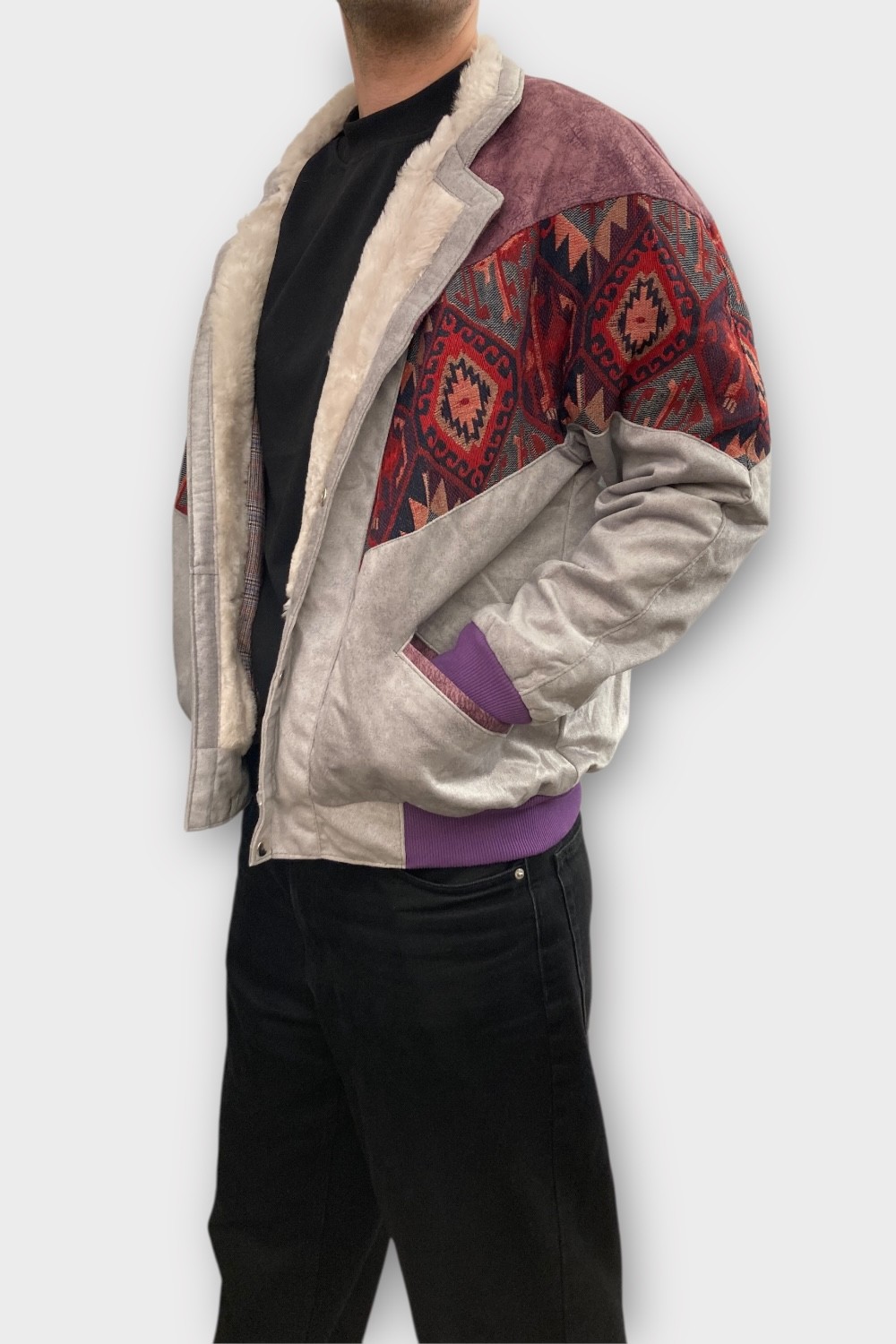 (7363) Large Beden Vintage Desenli Özel Ceket