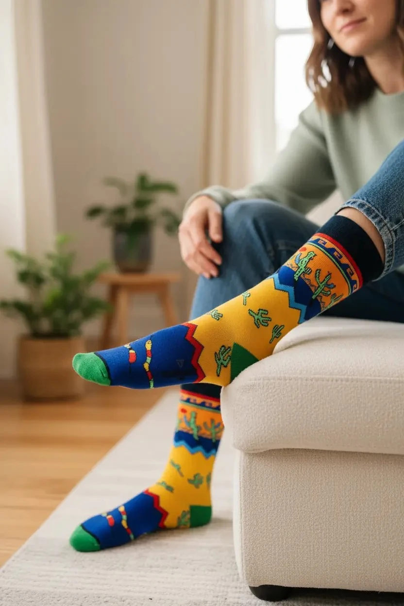 Kaktüs Vahşi Batı Desenli Çorap (36-44 Numaraya Uygun)