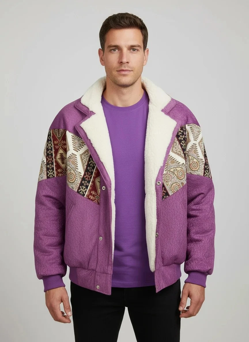 (7606) Small / Medium Beden Uyumlu Oversize Vintage Desen Ceket