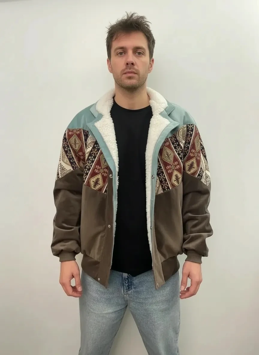 (7567) 2XLarge / 3XLarge Uyumlu Aztek Tarzı Oversize Unisex Ceket