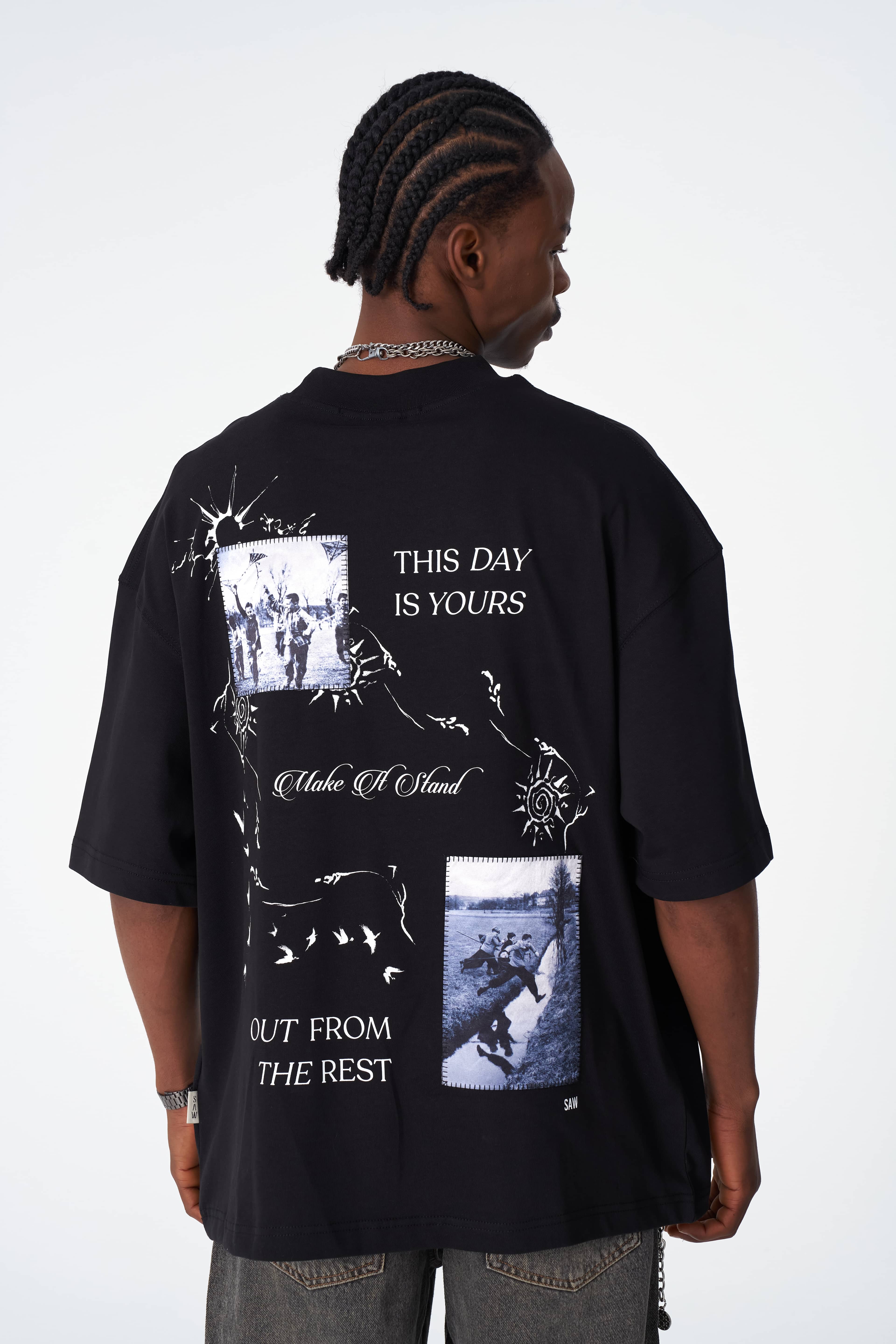 This Day is Yours Oversize %100 Pamuk T-Shirt - Siyah