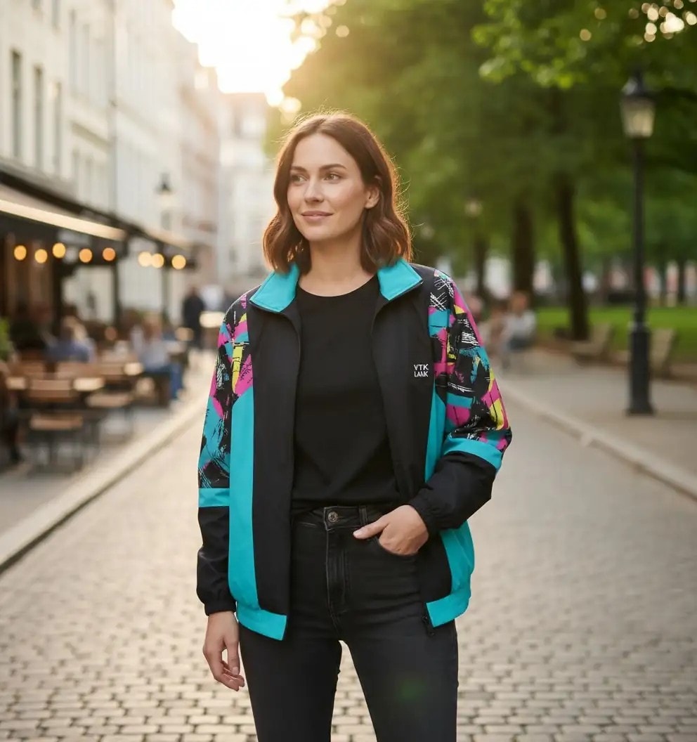 Unisex Mint Rengi Desenli Bomber Ceket