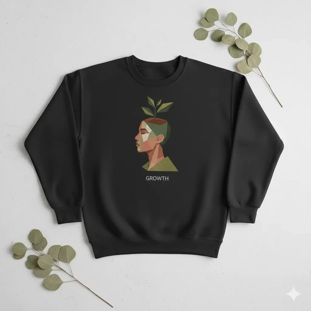  Growth Baskılı Siyah Oversize Sweatshirt 