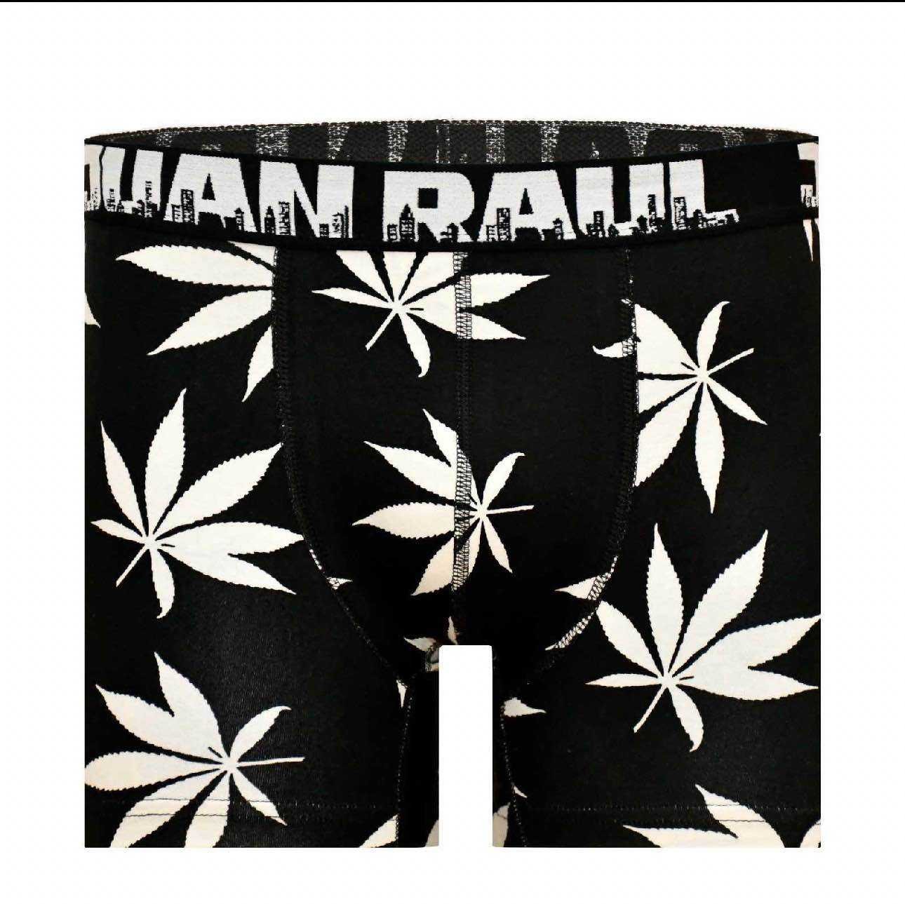Siyah Beyaz Yaprak Desenli Erkek Boxer - DB236