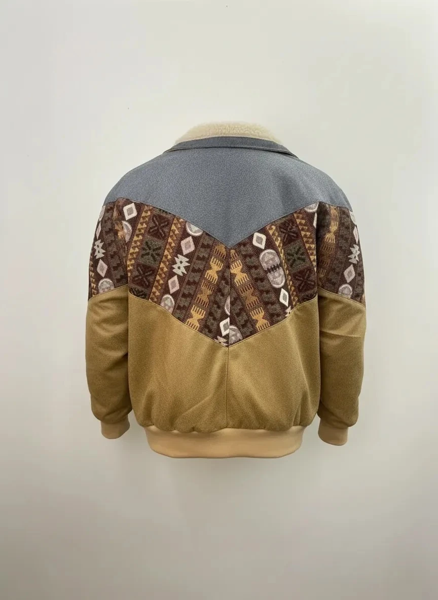 (7642) 36/38 Beden Uyumlu Vintage Desen Oversize Unisex Ceket