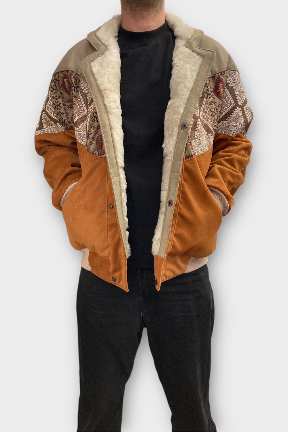(7459) 2XLarge Beden Vintage Desenli Özel Ceket