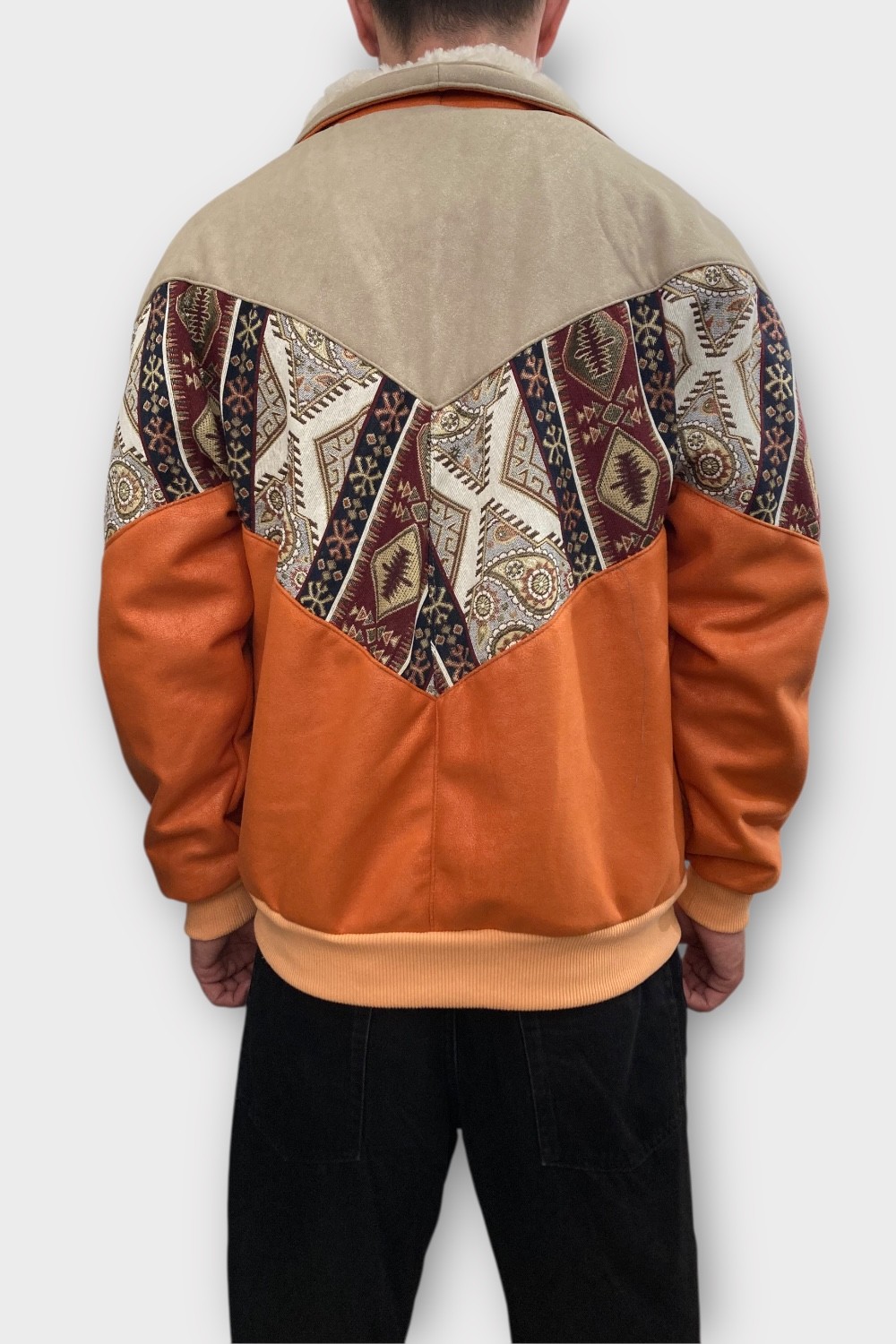 (7350) Small Beden Vintage Desenli Özel Ceket