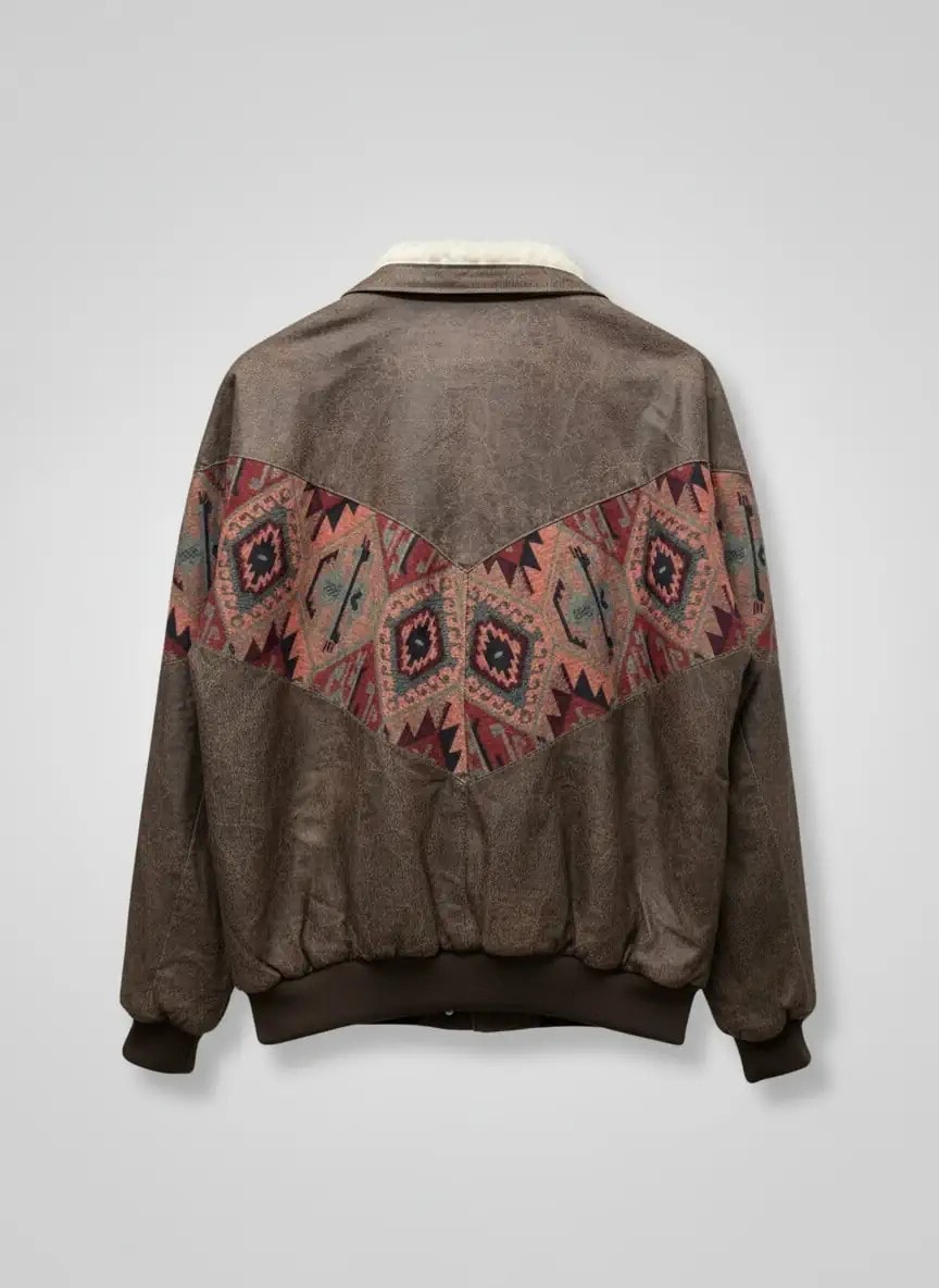 (7507) Small / Medium Beden Uyumlu Aztek Tarzı Oversize Vintage Desen Ceket