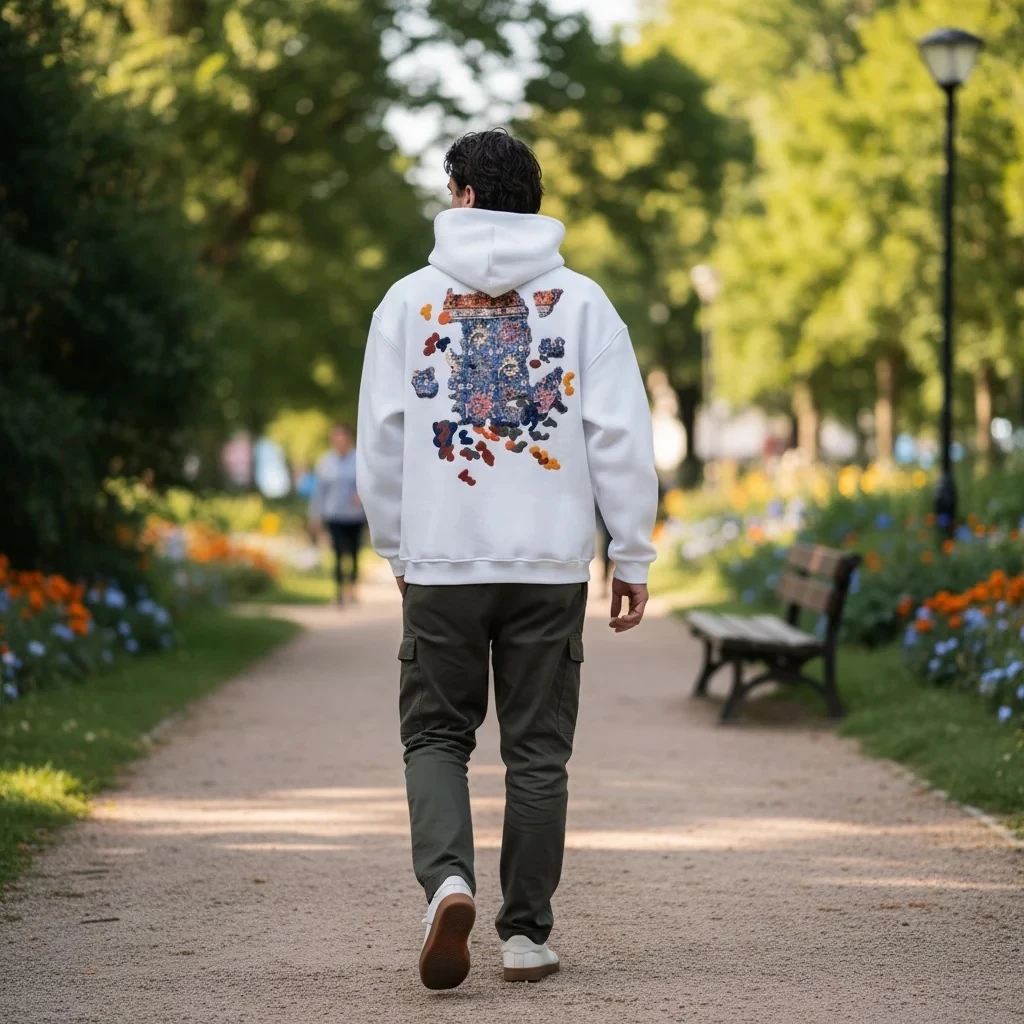 AUTHENTIC Oversize Hoodie - %100 Pamuk - Beyaz