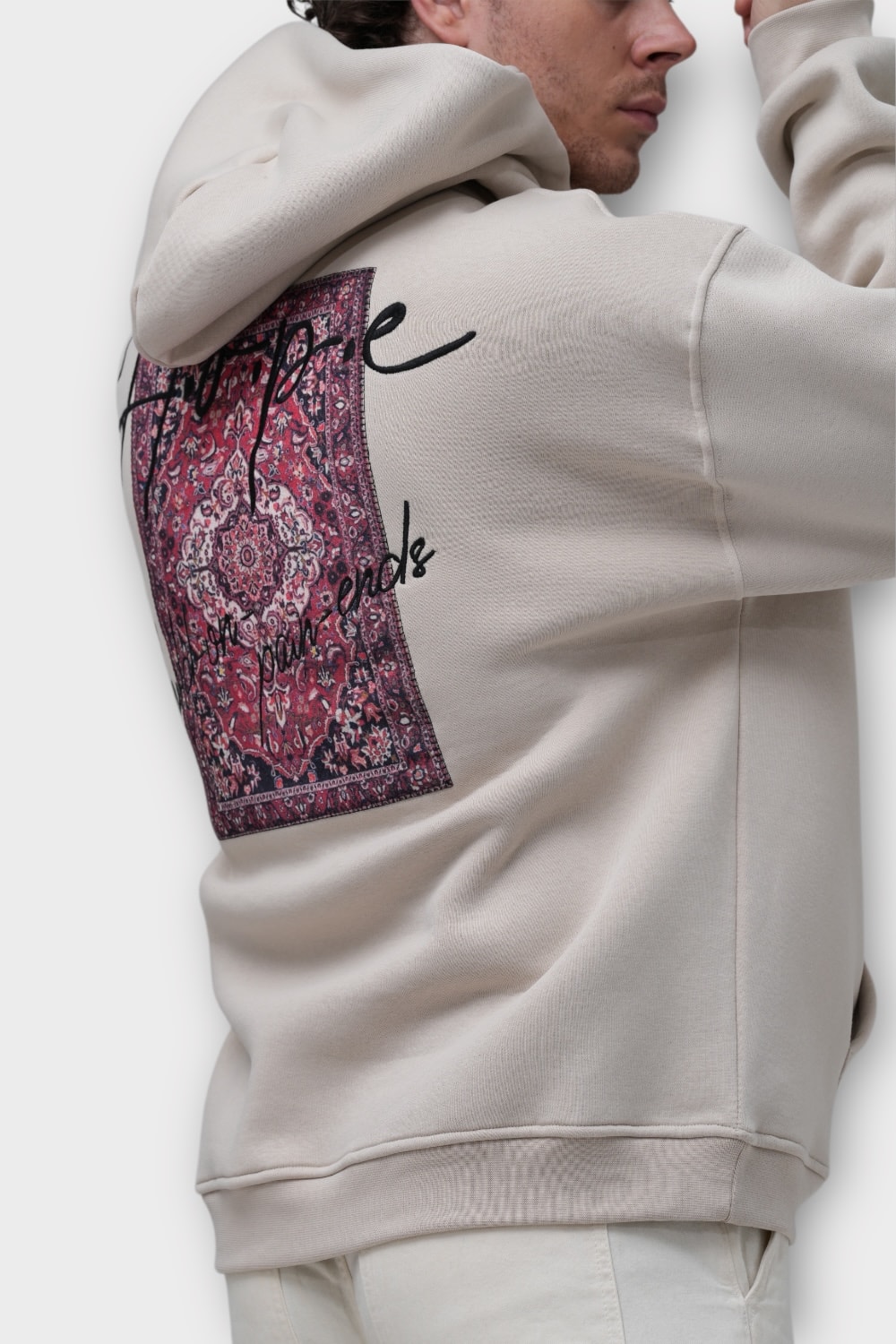 HOPE Oversize Hoodie - %100 Pamuk - Taş