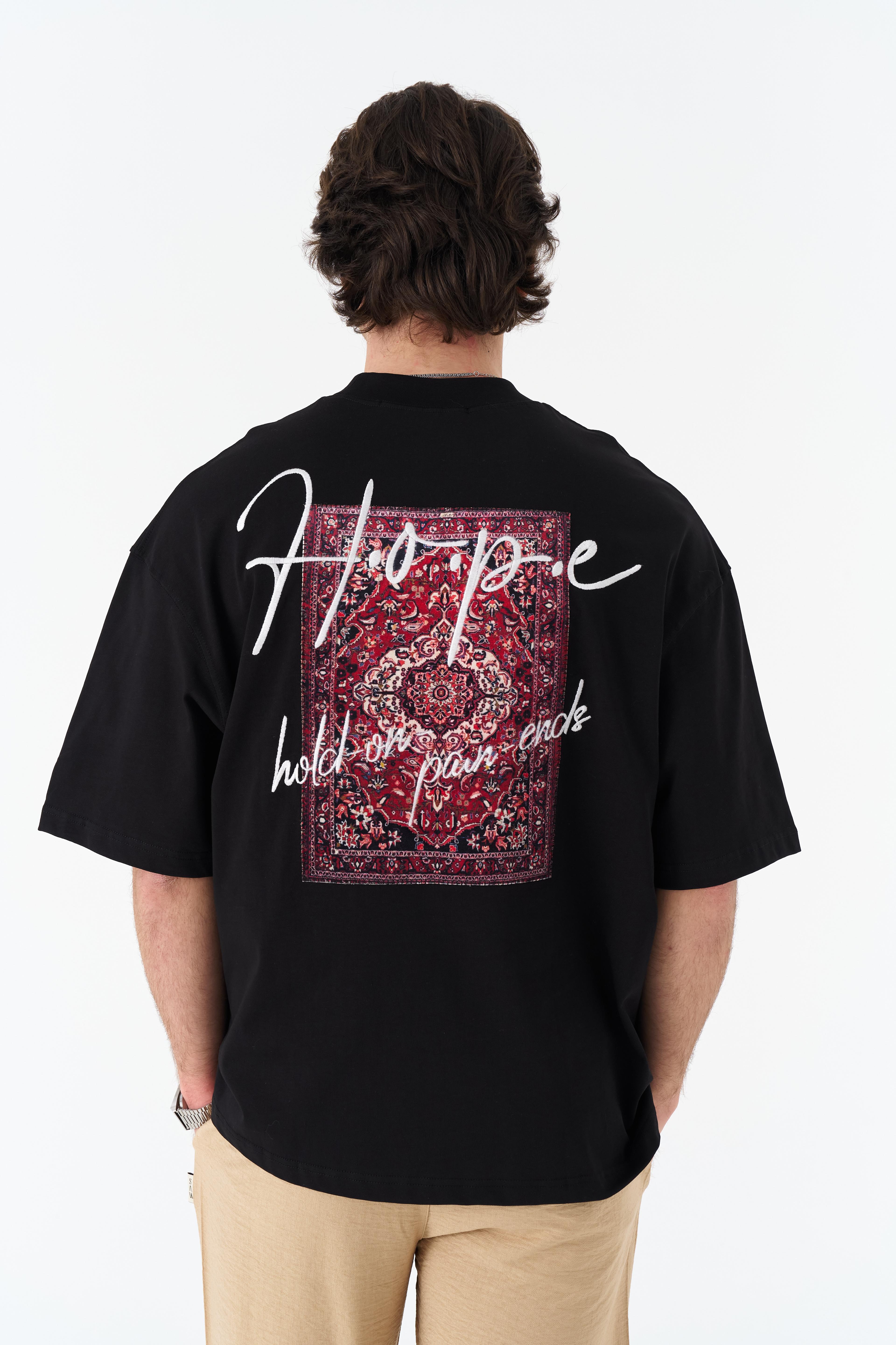 Hope Oversize %100 Pamuk T-Shirt - Siyah