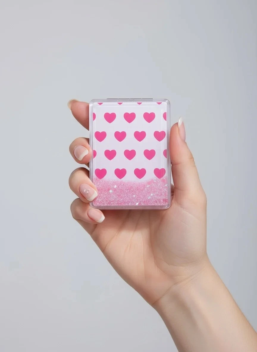 Pembe Kalpli  6 * 8.5 cm Cep Aynası - YA153