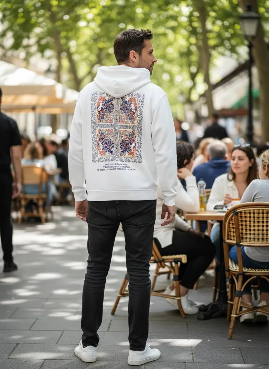 Creativity Oversize Hoodie - %100 Pamuk - Beyaz