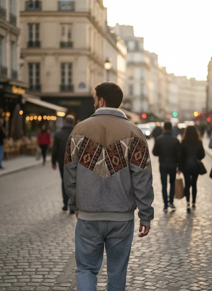 (7628) Large / XLarge Beden Uyumlu Vintage Desenli Özel Ceket