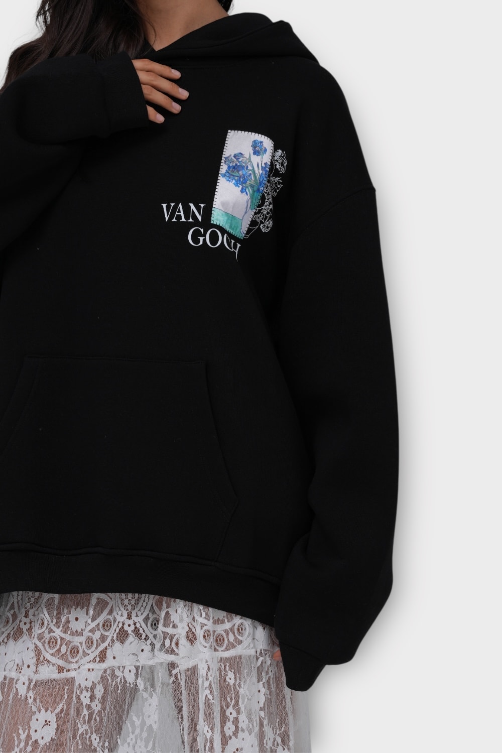 Bite of Beauty - Van Gogh Oversize Hoodie - Siyah